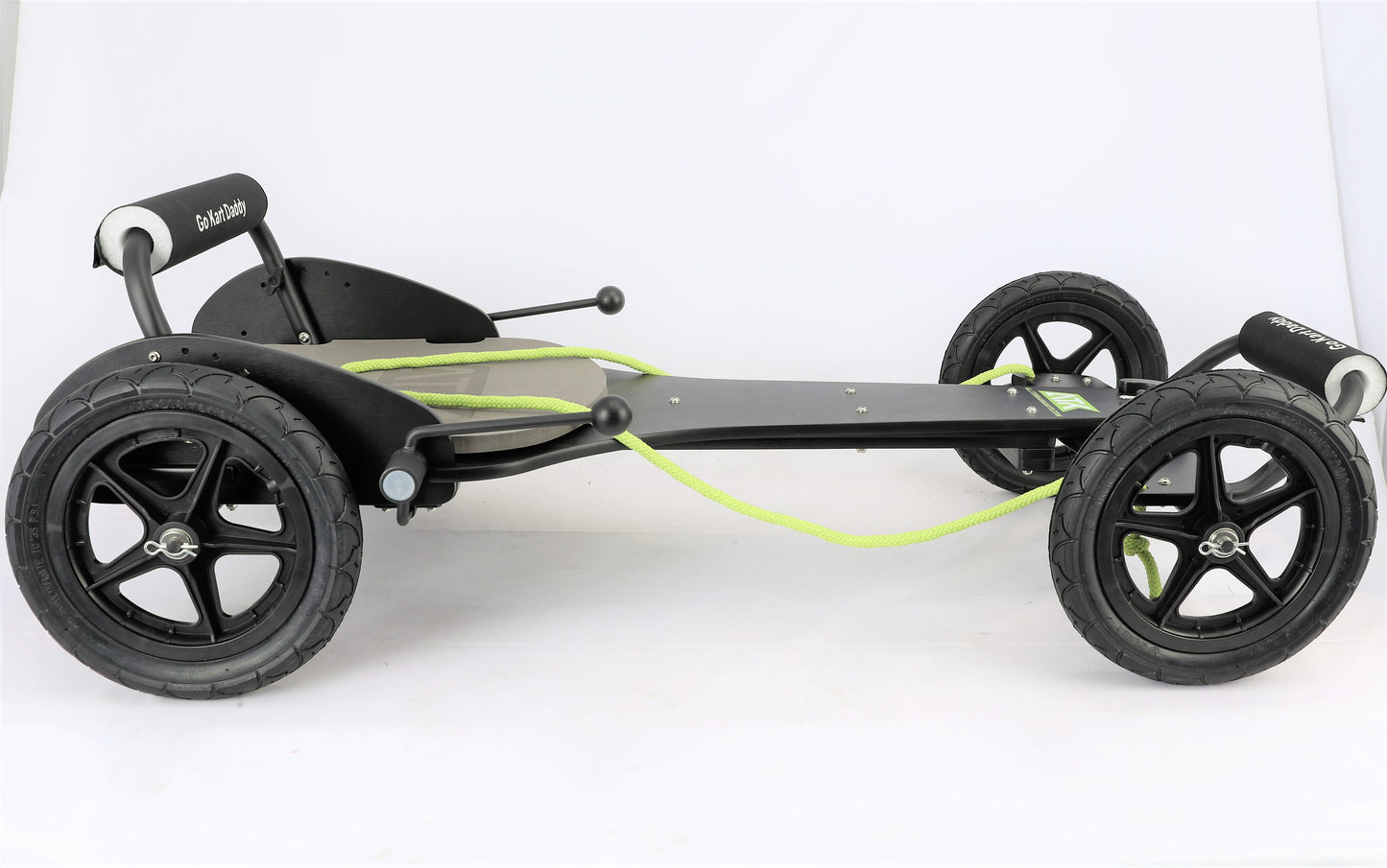 The new Pro Go Kart adult and teen version of the popular ATK Classic Go Kart with a lengthened, strengthened body, uprated wheels and twin brakes.
The Pro Kart is suitable for all terrain with independent twin brakes allow the kart to perform skid turns on grass or gravel. 
The wheels and steerer can be quickly removed by releasing the R clips and it will fit into the back of a hatch back.
Independent twin brakes with knurled brake shoes for high-performance braking; pull both brakes together for straig