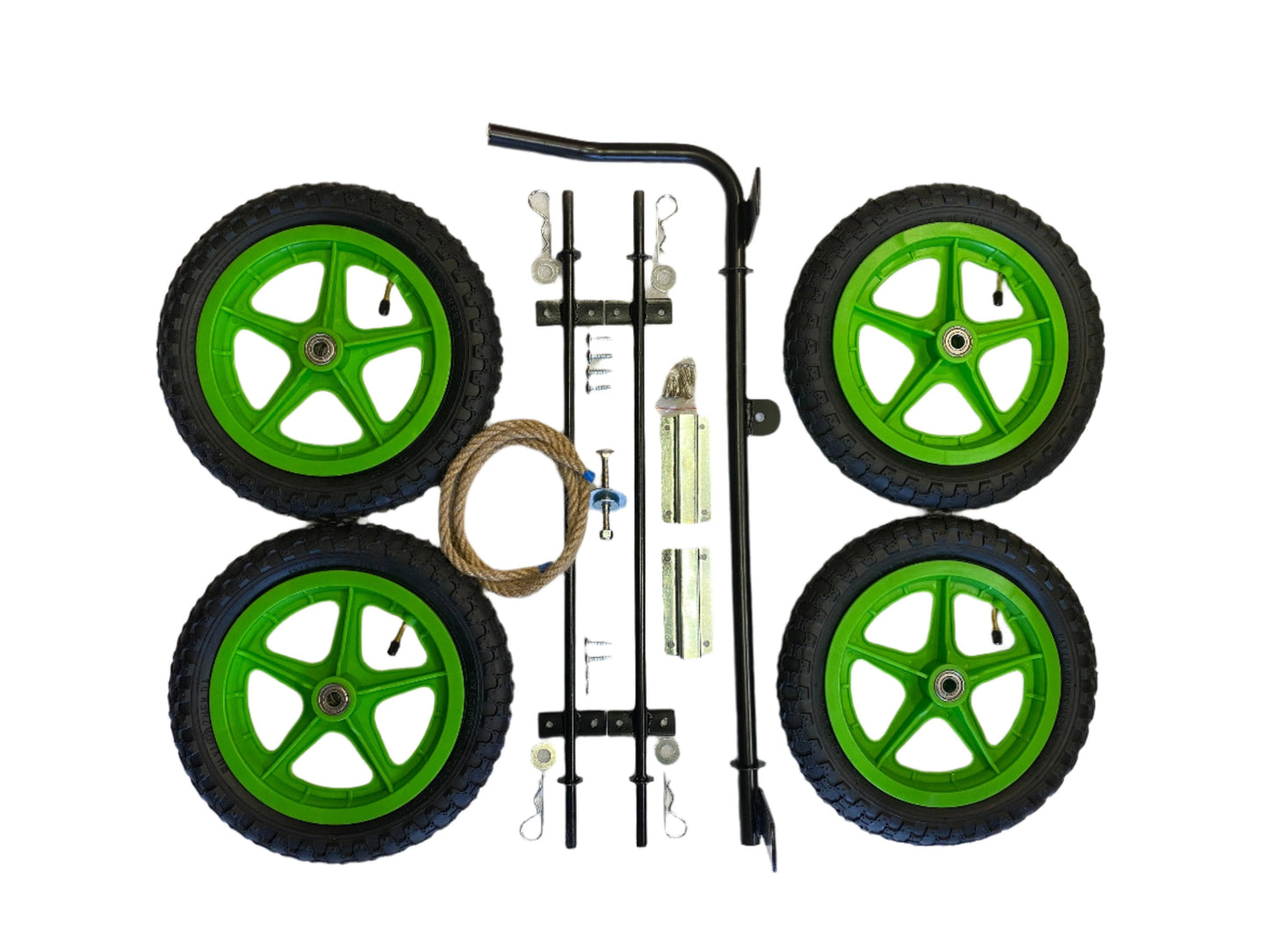 12" Green Wheels & Axles + Dual Hand Brake