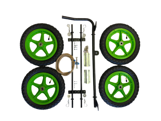 12" Green Wheels & Axles + Dual Hand Brake