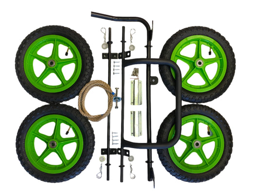 12" Green Wheels & Axle Set + Front Bumper & Dual Hand Brake