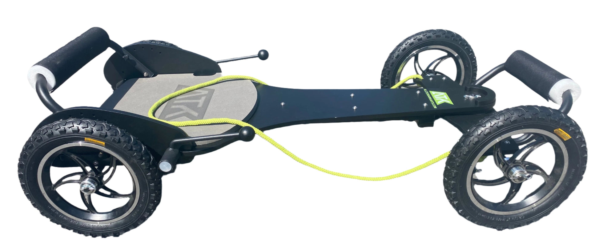 Experience the thrill of off-roading with the new and upgraded ATK Pro Teen & Adult Go Kart. Featuring black alloy wheels and all-terrain pneumatic tyres, this go kart not only looks stylish but also provides superior grip on any terrain.
Conquer the outdoors with confidence and style.
The Pro Kart has independent twin brakes allowing the kart to perform skid turns on grass or gravel. 
The wheels and steerer can be quickly removed by releasing the R clips and it will fit into the back of a car.