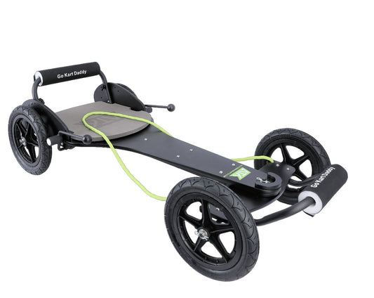 The new Pro Go Kart adult and teen version of the popular ATK Classic Go Kart with a lengthened, strengthened body, uprated wheels and twin brakes.
The Pro Kart is suitable for all terrain with independent twin brakes allow the kart to perform skid turns on grass or gravel. 
The wheels and steerer can be quickly removed by releasing the R clips and it will fit into the back of a hatch back.
Independent twin brakes with knurled brake shoes for high-performance braking; pull both brakes together for straig